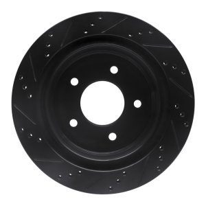 Ford E-150 Club Wagon Brake Rotor (1) - Rear Right - R1 Concepts - Drilled & Slotted - Black - `04-`06